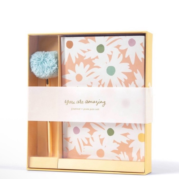 Other - Hard Cover Floral Journal & Pom Pen Set - 5”x7” 160 pages